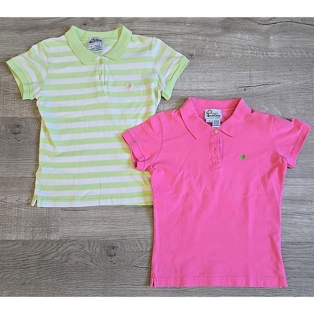 2 Lily Pulitzer Womens Collared Polo Short‎ Sleeve Cotton Spandex Size S